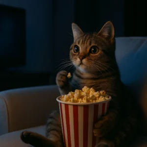 Gato con palomitas hecho con IA