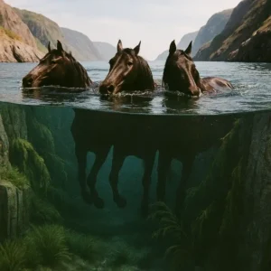 Caballos en el agua hechos con la IA