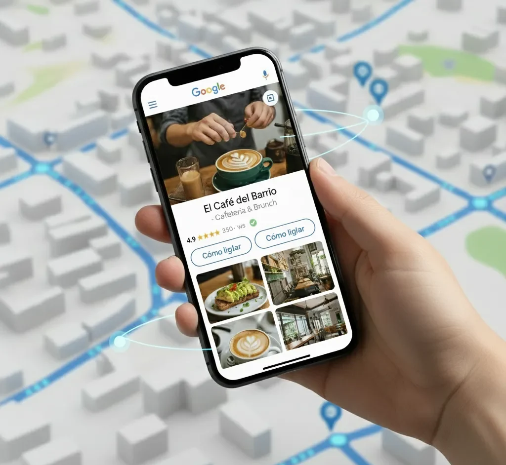 Persona decidiendo donde tomar un cafe con google maps